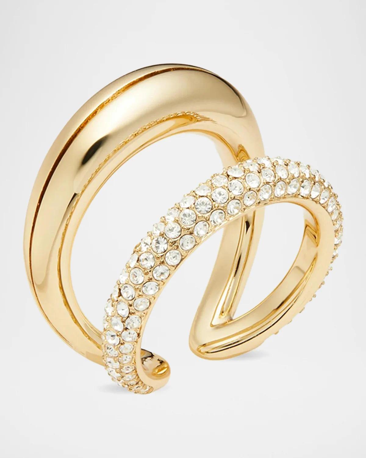 18K-Gold-Plated &amp; Crystal Ring