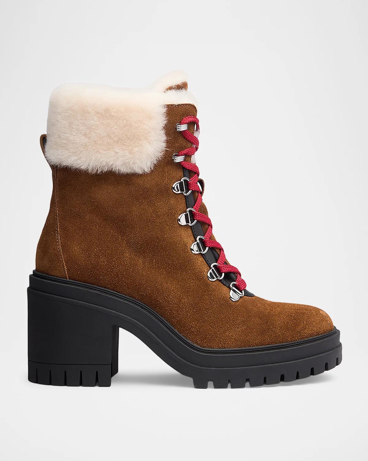 Bedford 90MM Faux Fur-Trimmed Suede Boots