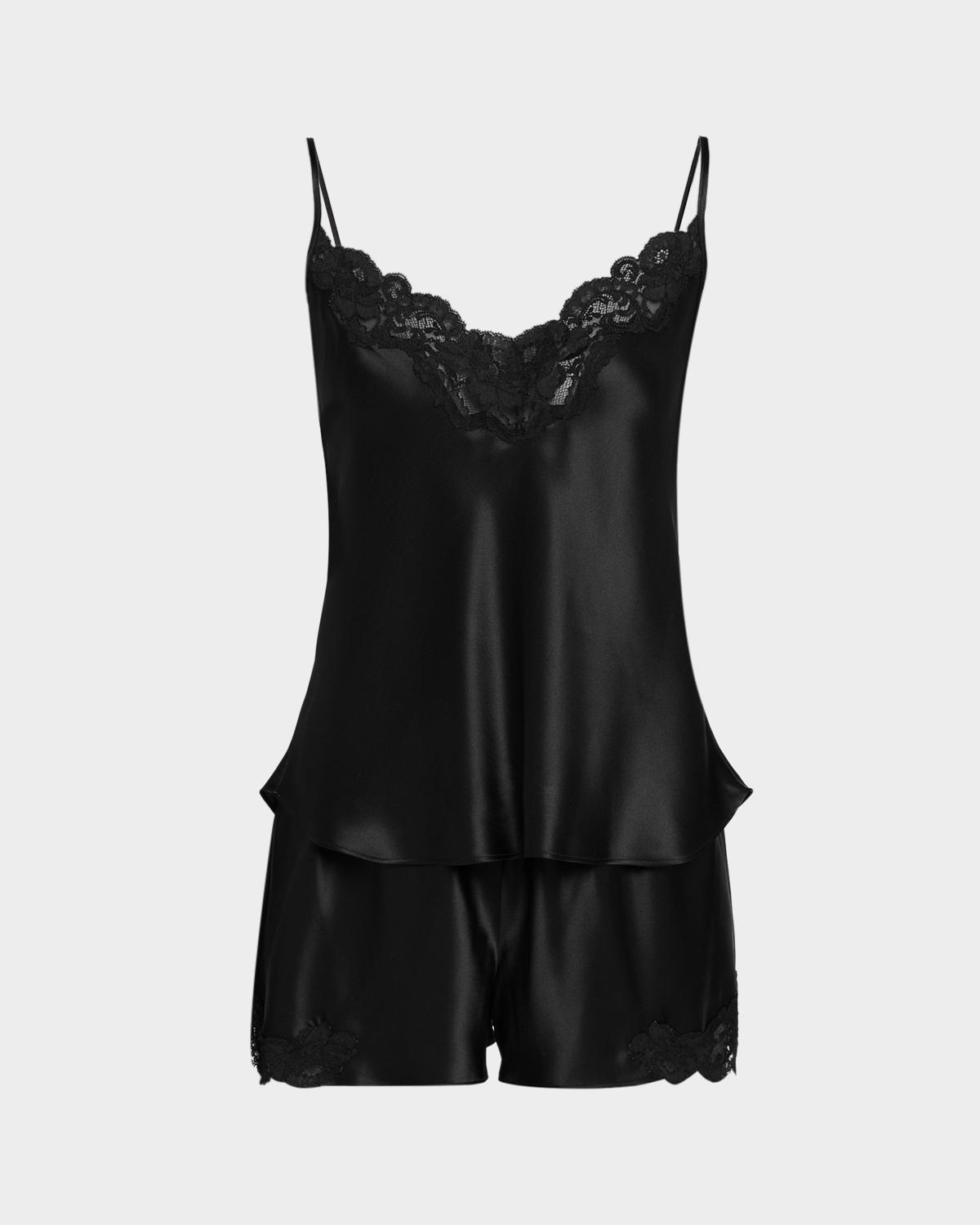Christine Lingerie Bijoux Short Lace-Trim Silk Pajama Set
