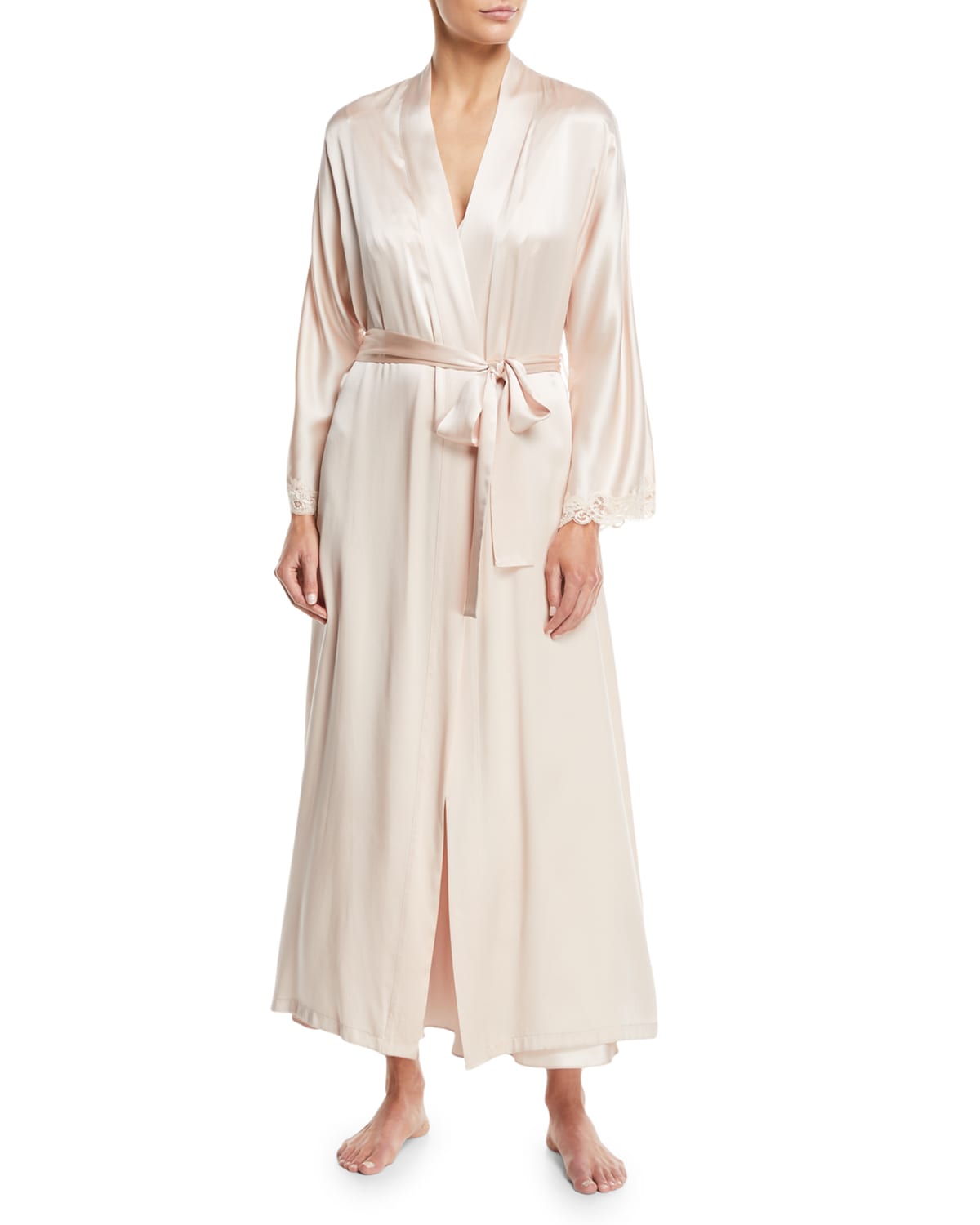 Christine Lingerie Jolie Floral-Print Silk Long Robe | Neiman Marcus