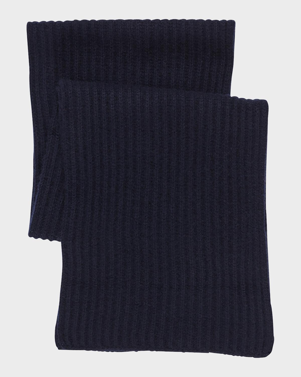 Bergdorf Goodman Ribbed Cashmere Scarf, Black