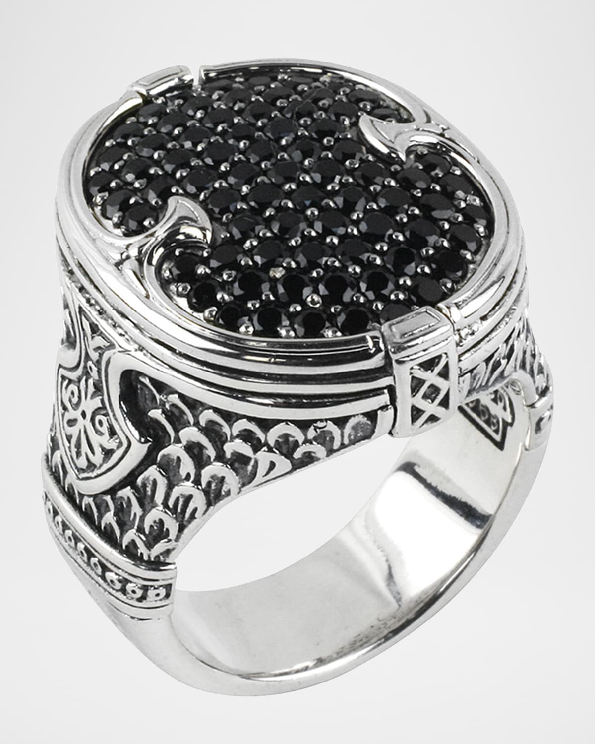 Konstantino Men 's Sterling Silver Pave Spinel Signet Ring, Size 10