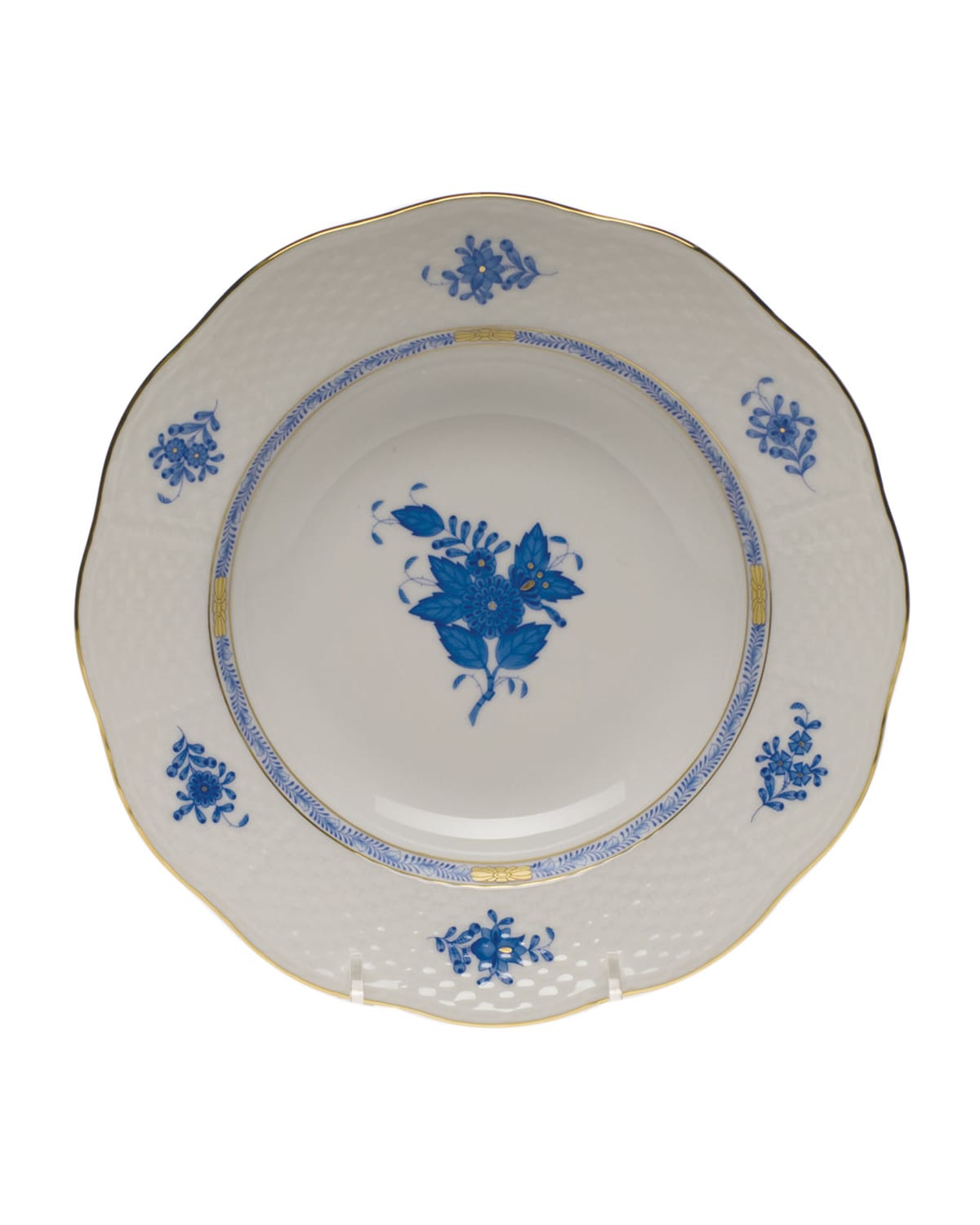 Herend Chinese Bouquet Rim Soup Bowl In Blue
