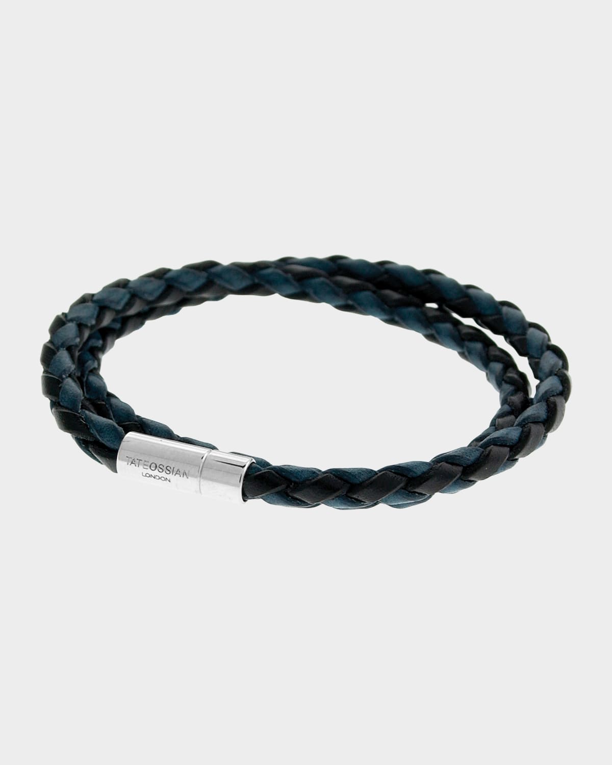 Tateossian Men 's Braided Leather Double-Wrap Bracelet
