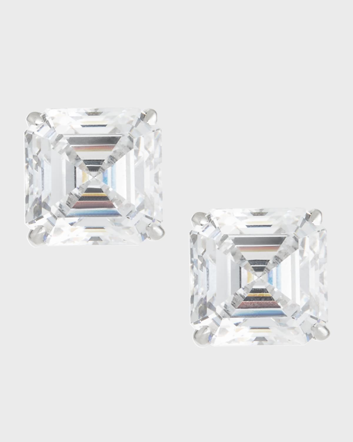 Fantasia by DeSerio 18K Gold Plated Asscher Stud Earrings, 10.0tcw