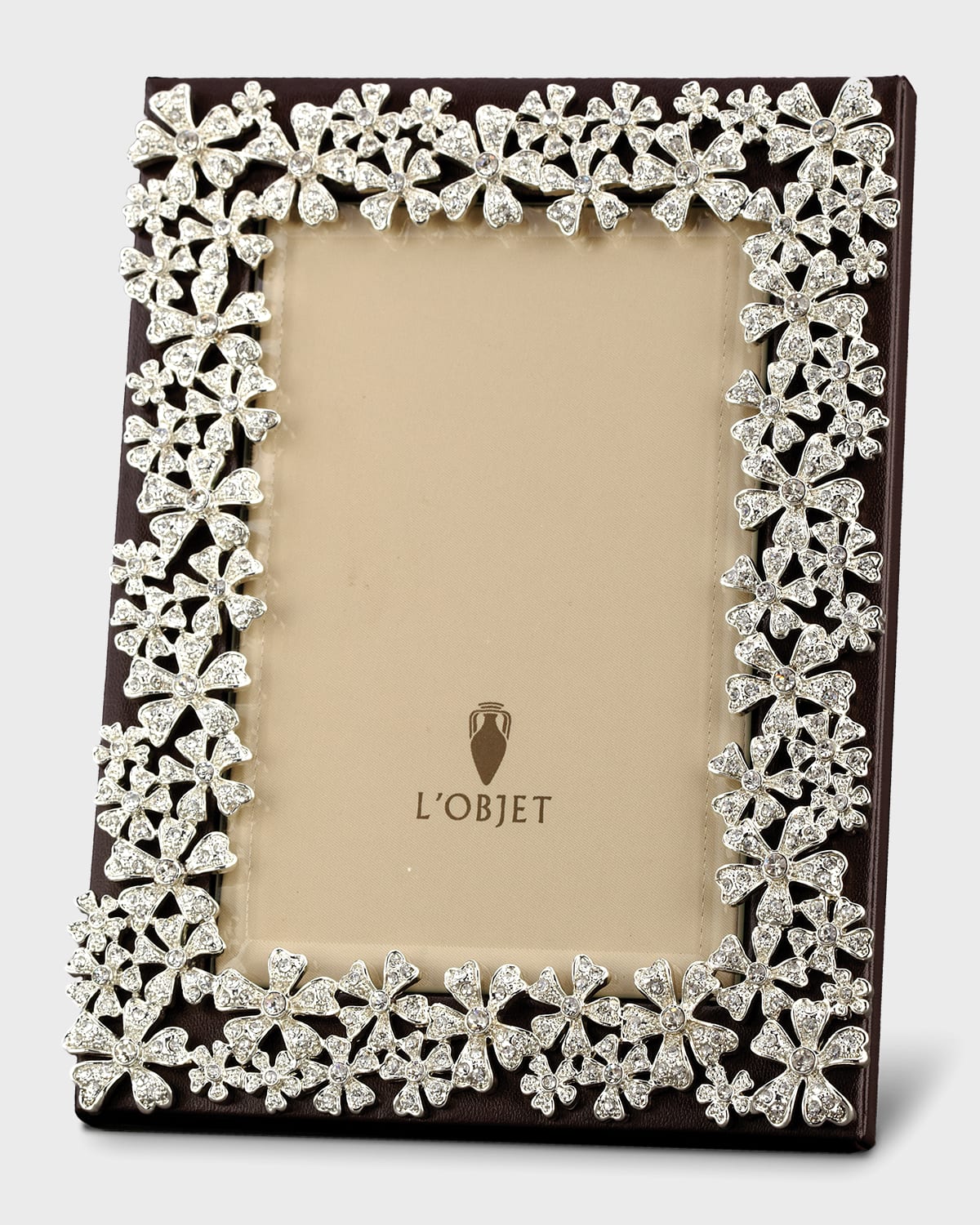 L 'Objet Platinum-Plated Swarovski® Crystal Garland Picture Frame, 4 x 6