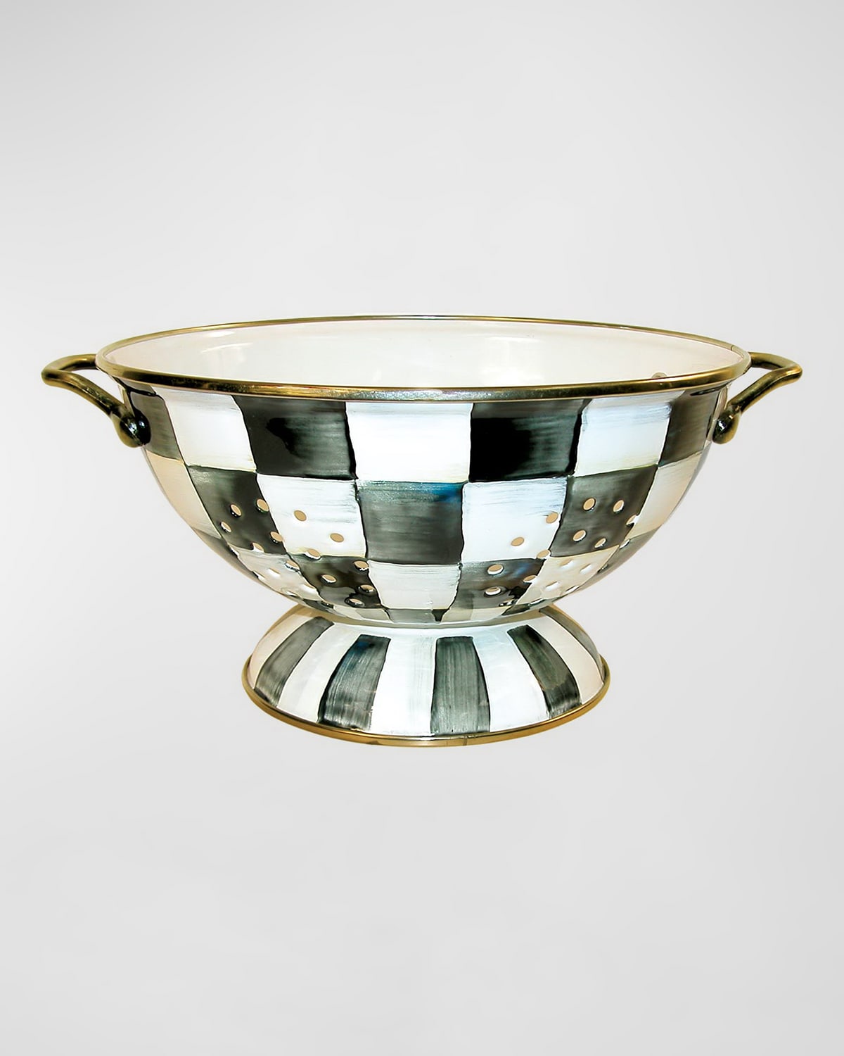 MacKenzieChilds Large Parchment Check Colander Neiman Marcus