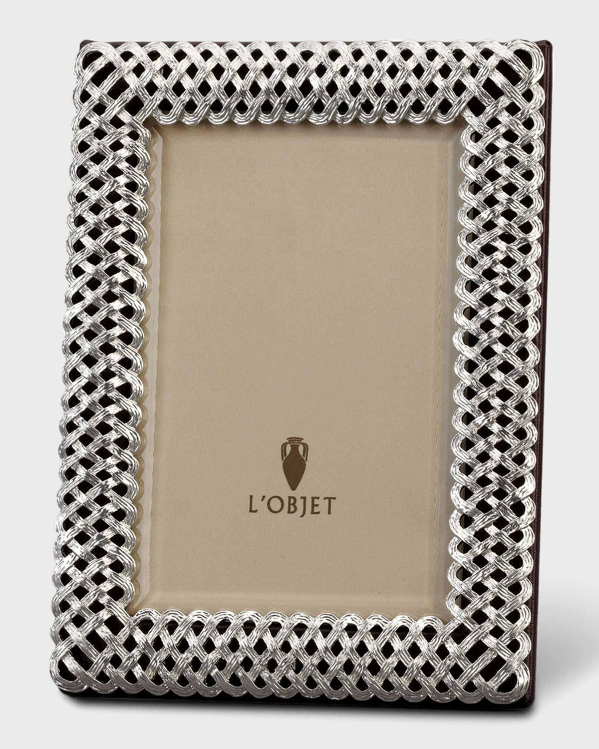 L 'Objet Platinum Braid 4" x 6" Picture Frame