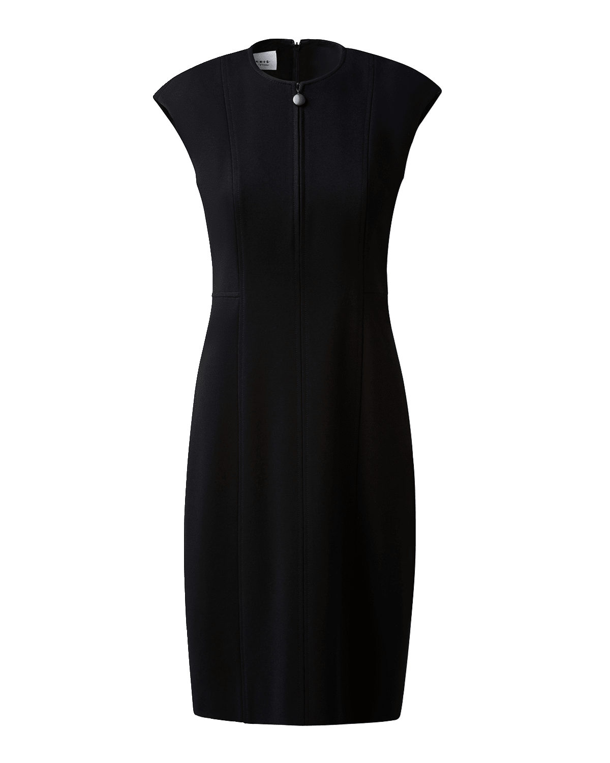 Akris punto Cap-Sleeve Zip-Front Seamed Dress, Black