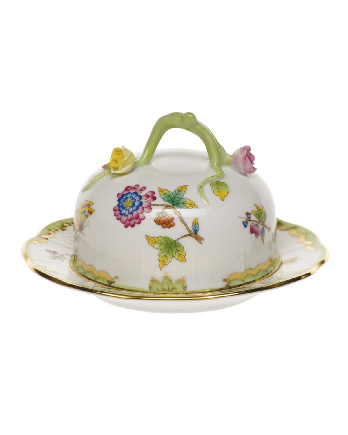 Herend Rothschild Bird Covered Butter Dish Neiman Marcus