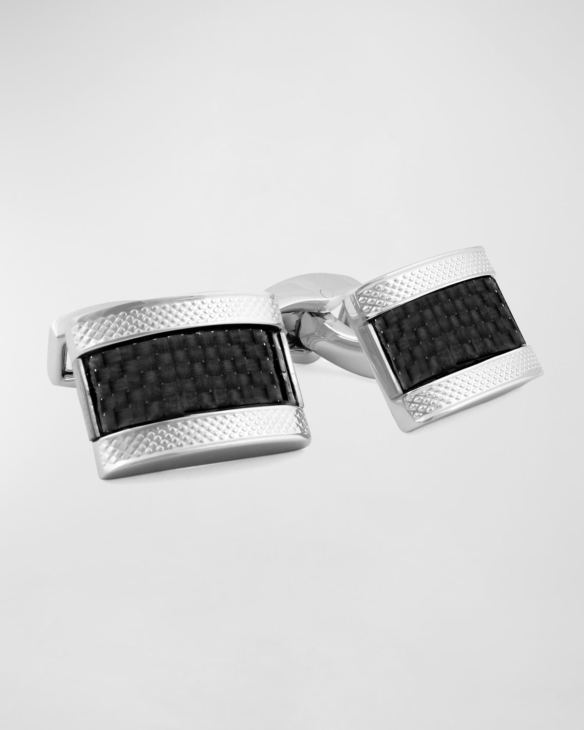 Stainless Steel Black Carbon Fiber Rectangle Cuff Links 16MM Stainless Steel Black Carbon Fiber Rectangle Cuff Links 16MM