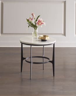 Bernhardt Barclay Round Travertine Chair Side Table Neiman Marcus