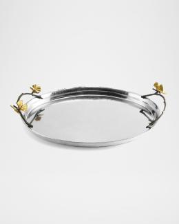 Michael Aram Butterfly Ginkgo White & Gold Large Tray | Neiman Marcus