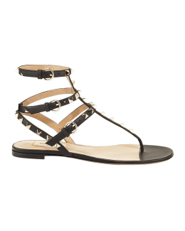 Valentino Garavani Rockstud Jelly Flat Gladiator Sandals Neiman