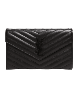 Saint Laurent Uptown YSL Wallet on Chain in Grained Leather | Neiman Marcus