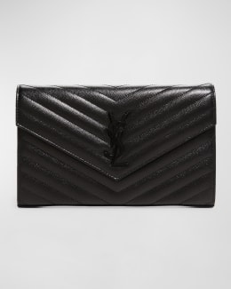 VIP【送料関税込】SAINT LAURENT UPTOWN LEATHER WALLET CHAIN Saint Laurent Uptown YSL Wallet on Chain in Grained Leather