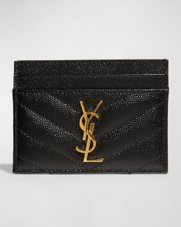 Saint Laurent Cassandre YSL Ziptop Card Case in Quilted