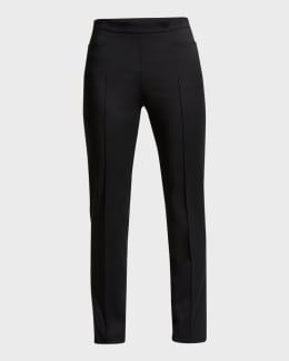 Giorgio Armani Black Cady Straight-Leg Pants | Neiman Marcus