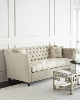 Haute House Valentina Sofa, 83 and Two Tufted Ottomans