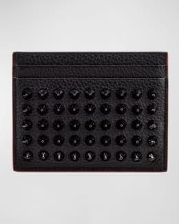 Christian Louboutin★KIOS スパイクカードケース Kios - Card holder - Calf leather and spikes - Black