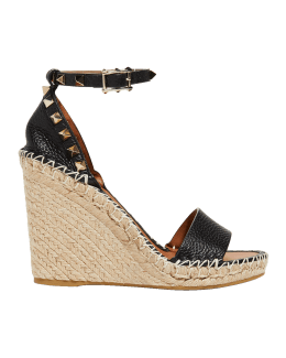 rockstud double grainy calfskin espadrille