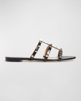 Valentino Garavani Rockstud Caged Flat Slide Sandals