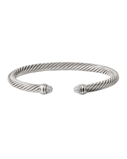 David Yurman Cable Bracelet with Diamonds in Silver, 5mm | Neiman Marcus