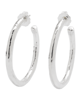 Ippolita Classico Thick Hammered Round Hoop Earrings in Sterling Silver