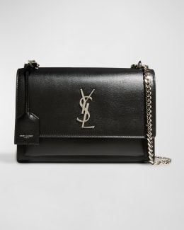Saint Laurent Cassandra YSL Wallet on Chain in Croc Embossed