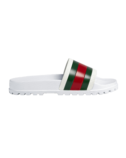 Gucci Men s Pursuit Web Slide Sandals Neiman Marcus