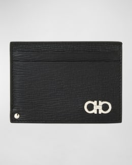 Ferragamo Men s Revival Gancini Bi Fold Leather Wallet Black Red Neiman Marcus
