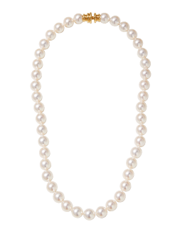 Utopia Fully Iced White Pearl Beaded Necklace Chain - White Gold 45cm