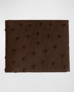 Abas Ostrich Bi Fold Wallet Brown