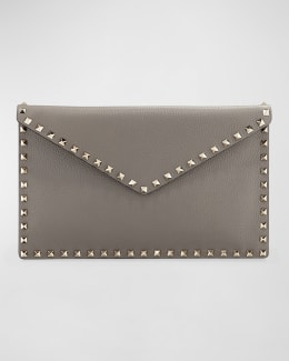 Valentino Garavani VLOGO Medium Leather Flat Pouch Bag