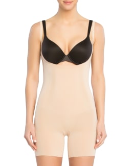 Selected by Luxury-Legs Plunge Low-Back Mid-Thigh Bodysuit