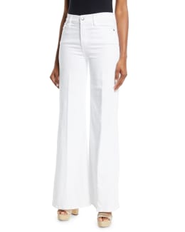 Sailor Snap High Rise Wide Leg Jeans in White - Frame