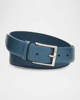 GIORGIO ARMANI Genuine Leatherベルト　ネイビー Giorgio Armani Men's Velvet-Trim Leather Belt | Neiman Marcus