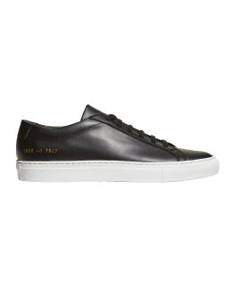 Common Projects Men's Achilles Leather Low-Top Sneakers, White | Neiman ...