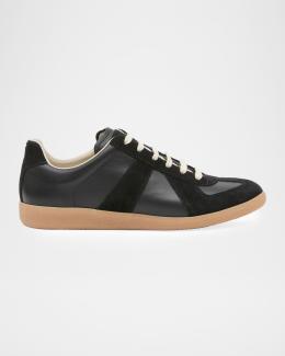 Maison Margiela Men's Replica Sprayed Leather Low-Top Sneakers