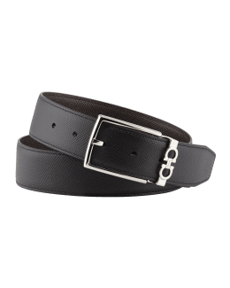Ferragamo  Rhinoceros grey 35 leather gancini chain buckle belt