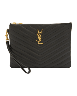 Ysl quilted on sale leather pouch