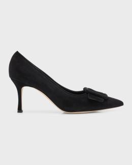 Maysli Suede Buckle Halter Pumps | Neiman Marcus