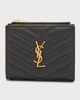小物 Yves Saint Laurent embroidery cardcase Saint Laurent YSL Tiny Monogram Ziptop Card Case in Smooth