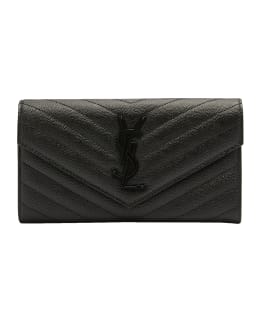 Saint Laurent YSL Cassandre Matelasse Compact Zip Around Wallet Black GHW