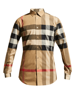 Burberry Men's Somerton Plaid Short-Sleeve Sport Shirt - Navy - Size Small