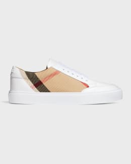Salmond Check Leather Low-Top Sneakers | Neiman Marcus