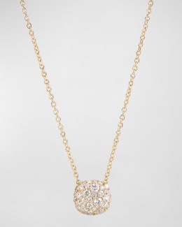 18K White Gold Stardust Mini Flower Disc Pendant Necklace (0.10ct