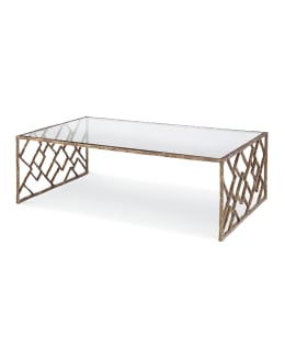 Century Furniture Adele Faux-Shagreen Glass Top Coffee Table