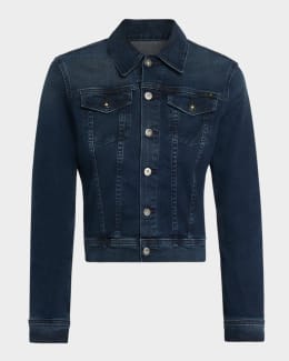 Emporio Armani Shawl-Collar Cotton Denim Jacket | Neiman Marcus