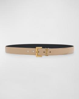 Saint Laurent YSL Cintura Box Leather Belt | Neiman Marcus